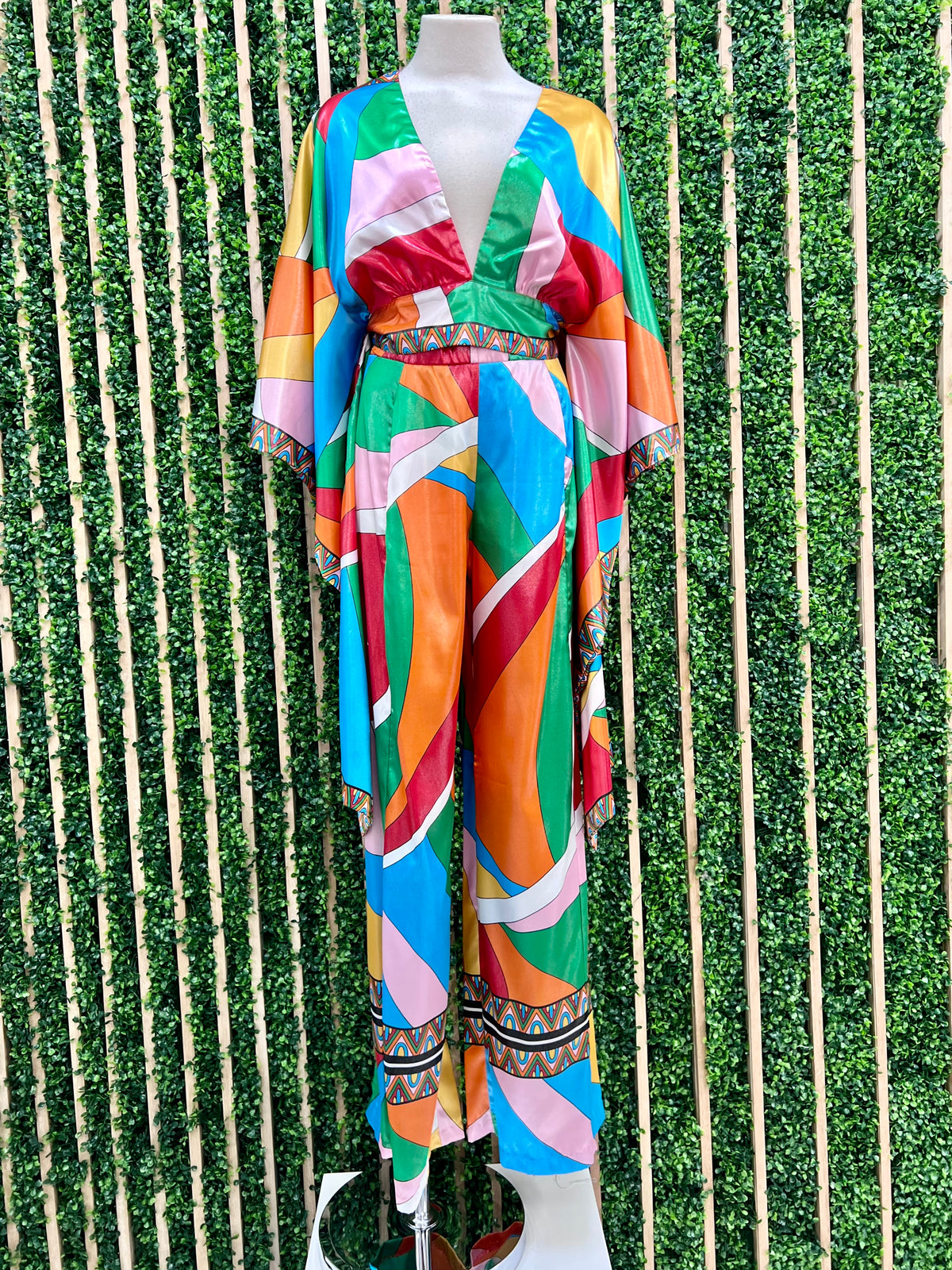 Beautiful Metallic Multi Geo Print Pant Set