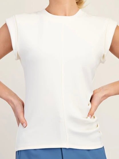 Round Neckline Gathered Top