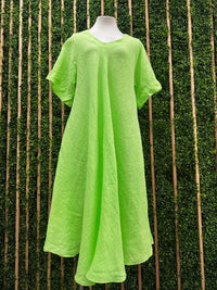 Fluorescent Short Sleeve Midi Dress