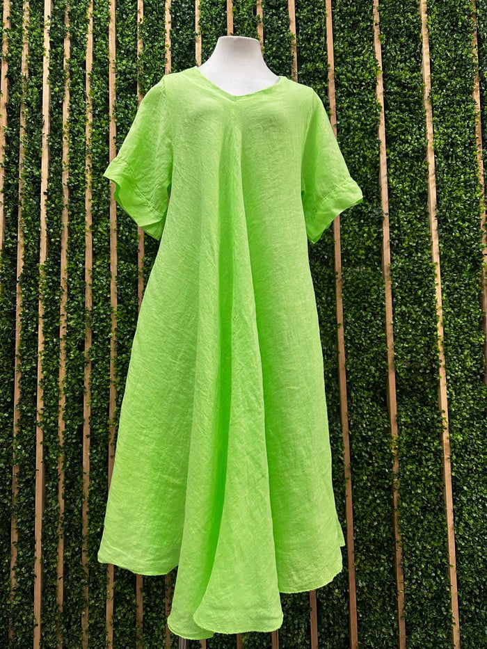 Fluorescent Short Sleeve Midi Dress