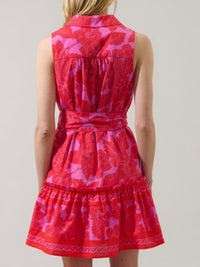 Beautiful Fuchsia Red Collared Sleeveless Short Dres