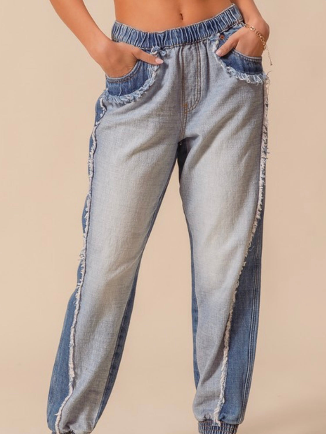 Distressed Denim Jogger