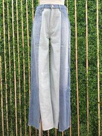 Contrast Side Panel Wide Leg Denimff