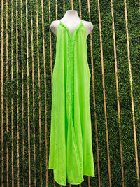 Front Tassel Trim Fluorescent Maxi Dress