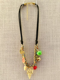 Multi Fruit Chain Fabric Necklace