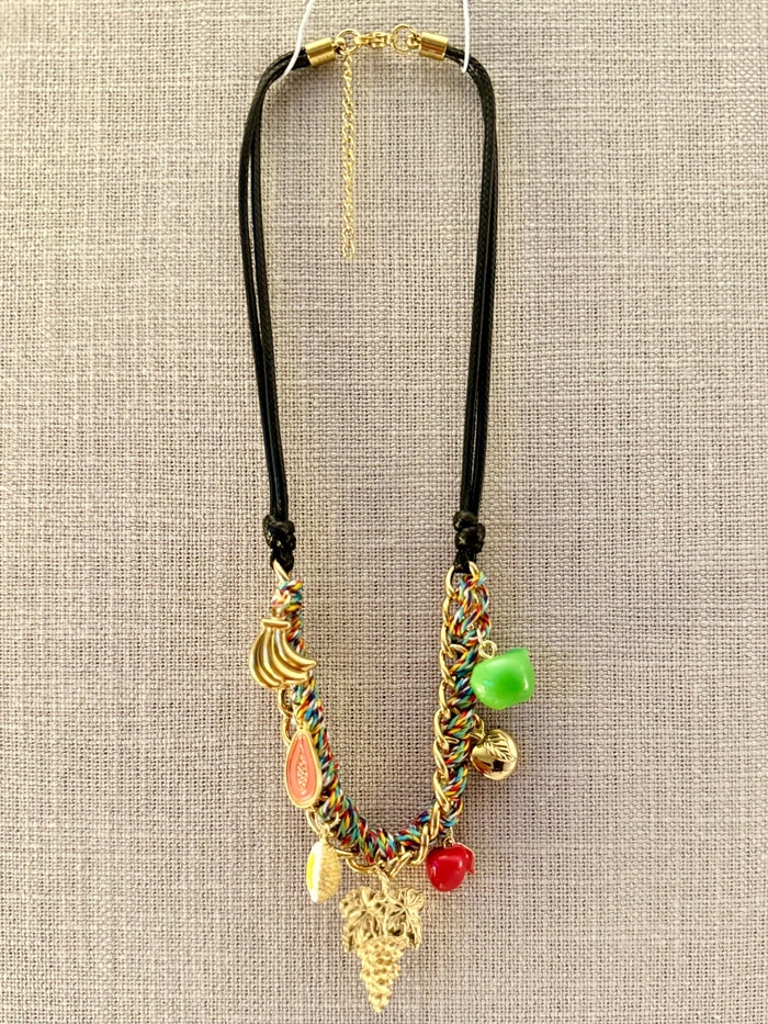 Multi Fruit Chain Fabric Necklace