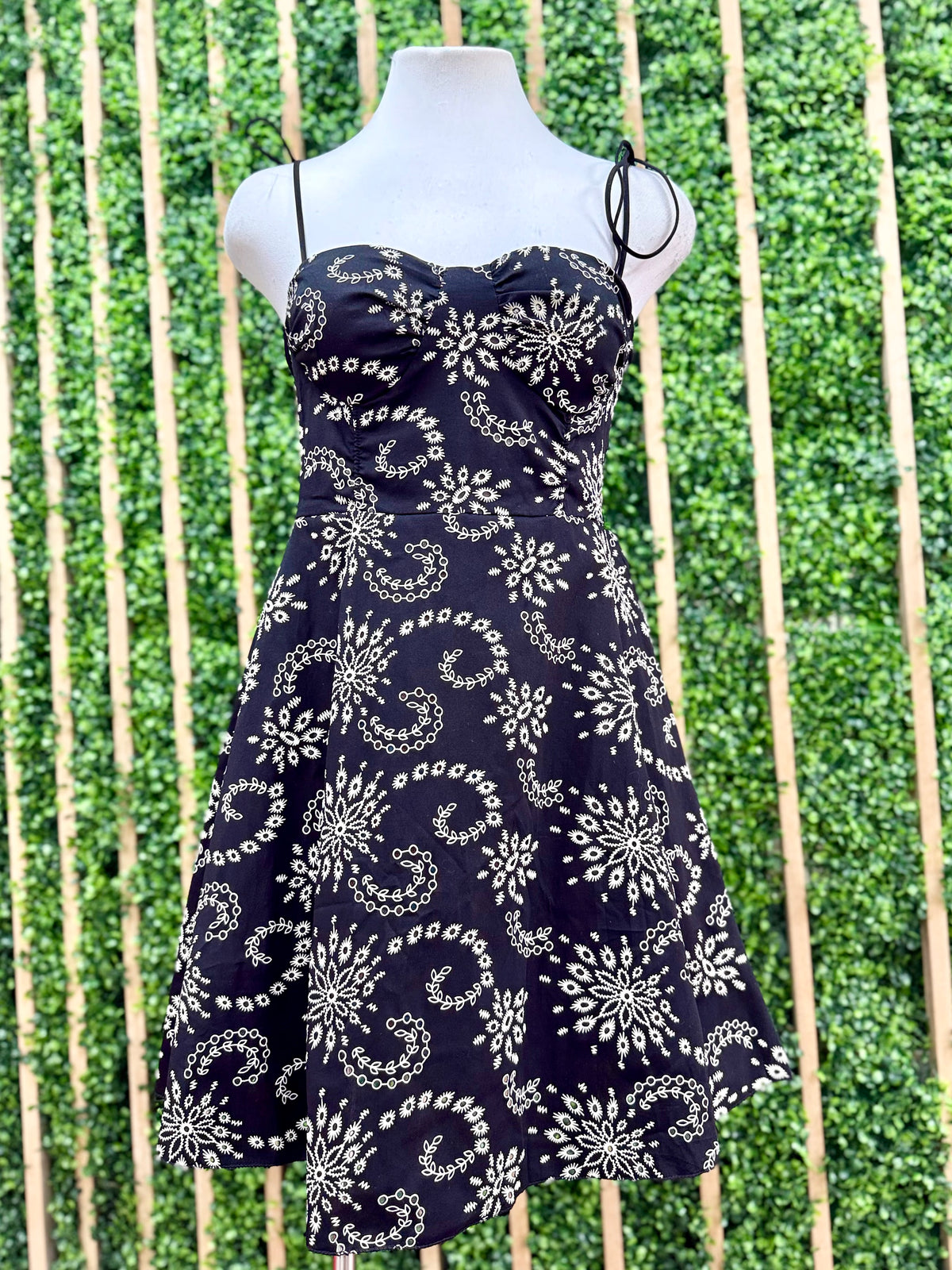 Black White Eyelet Bustier Short Dress