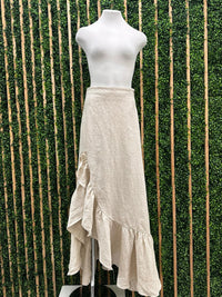 Exquisite Oatmeal Ruffled maxi Skirt