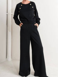 Beautiful Button Detail Knit Pant Set