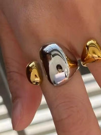 Stainless Steel Two Tone Waterdrop Ring