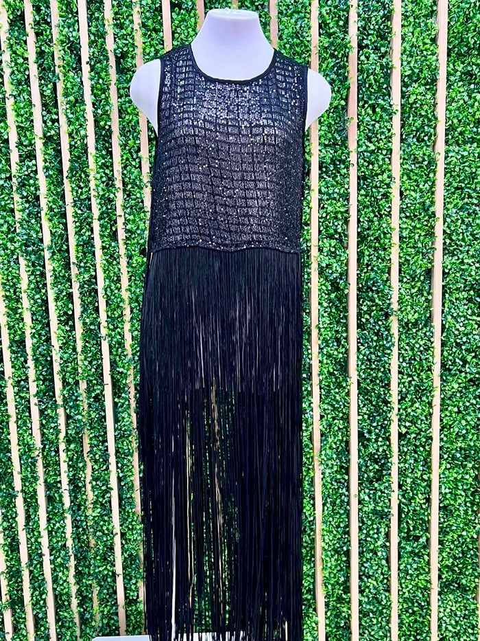 Sequin Embellished Fringe Top