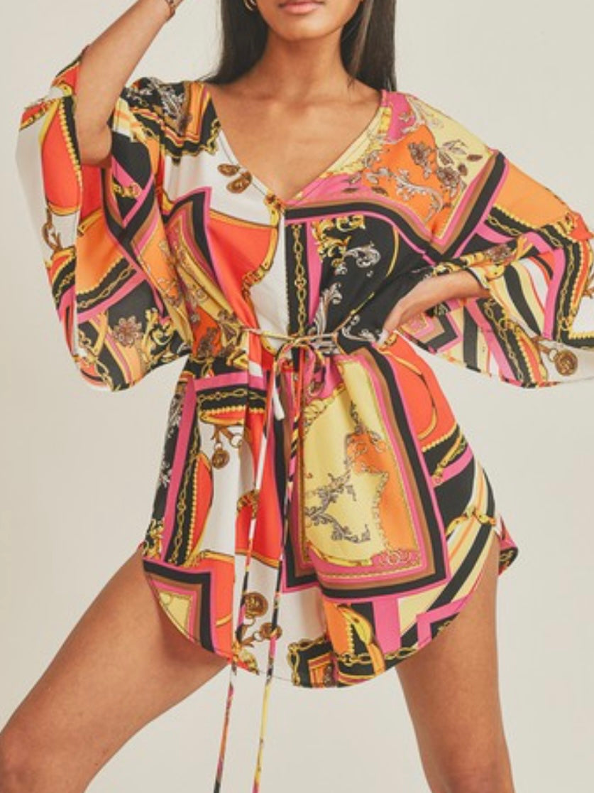 Red Fuchsia Vines Romper