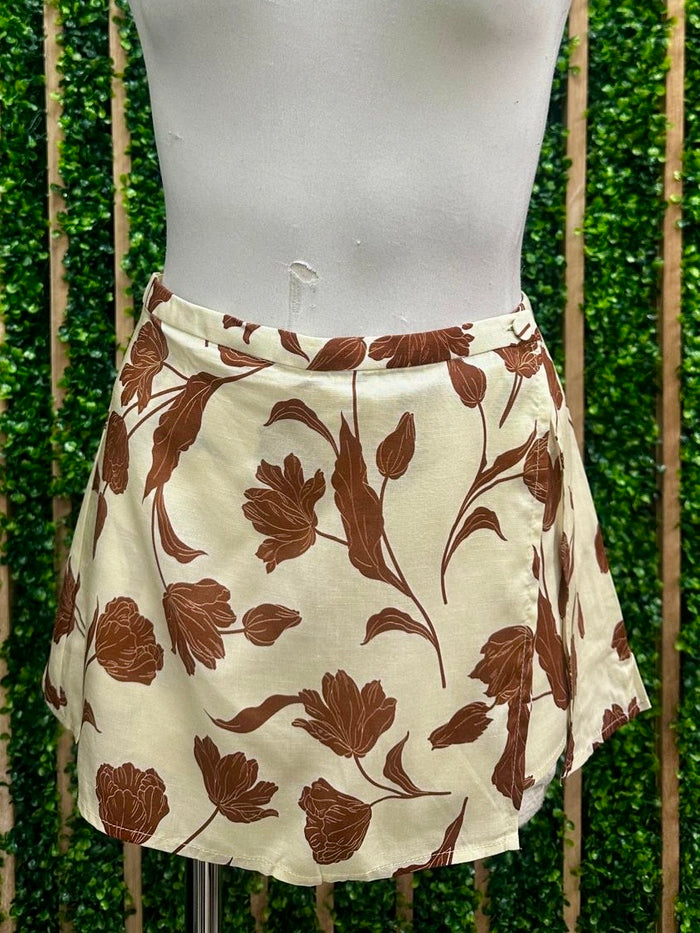 Natural Brown Wrap Skort