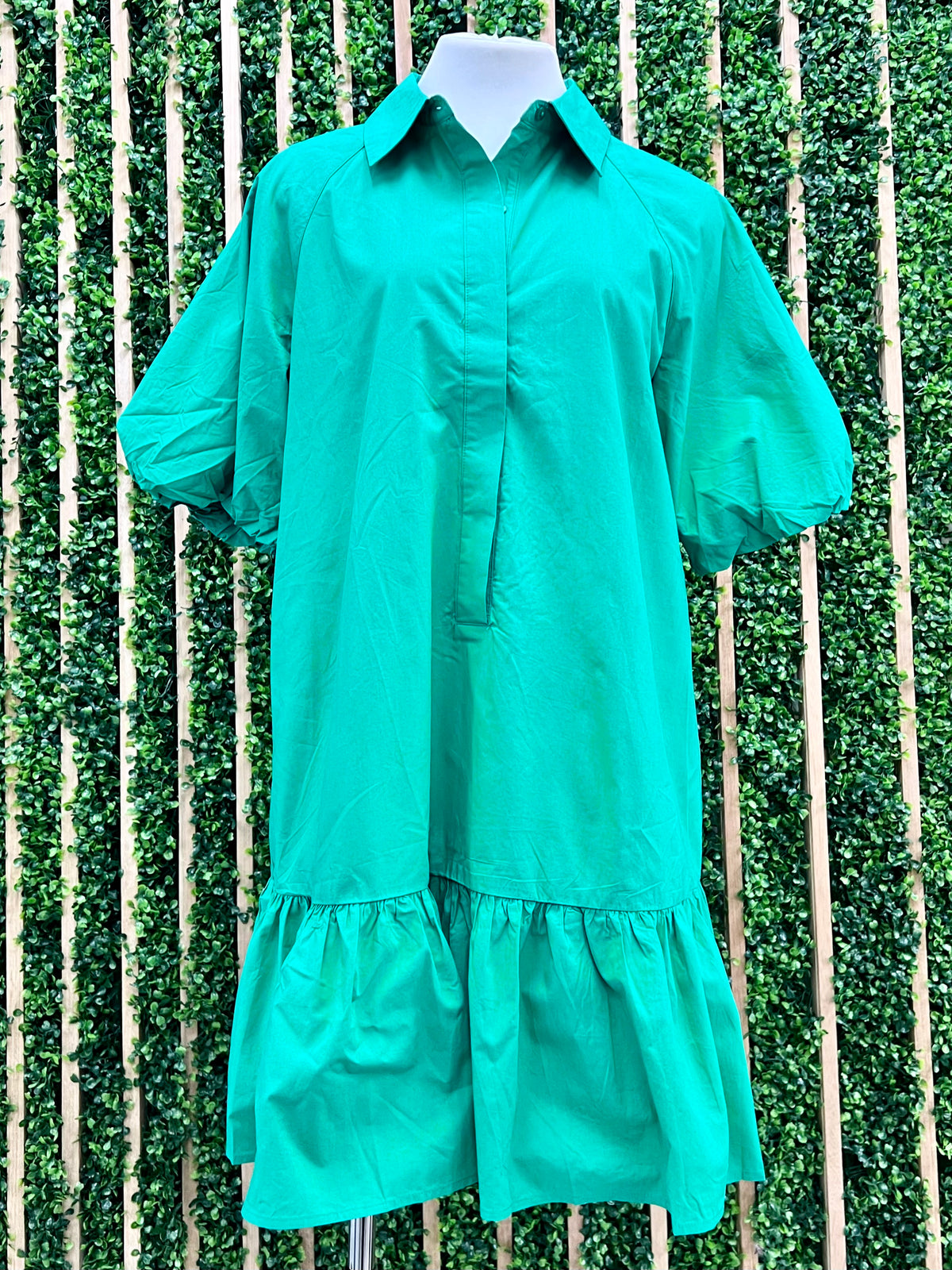 Short Sleeve Button Down Dropwaist Short Dress