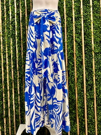 Cream Blue Floral Tiered Palazzo