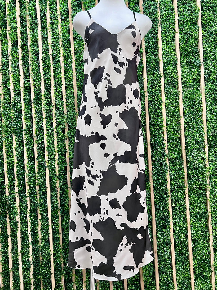 Cow Print Cami Midi Dress