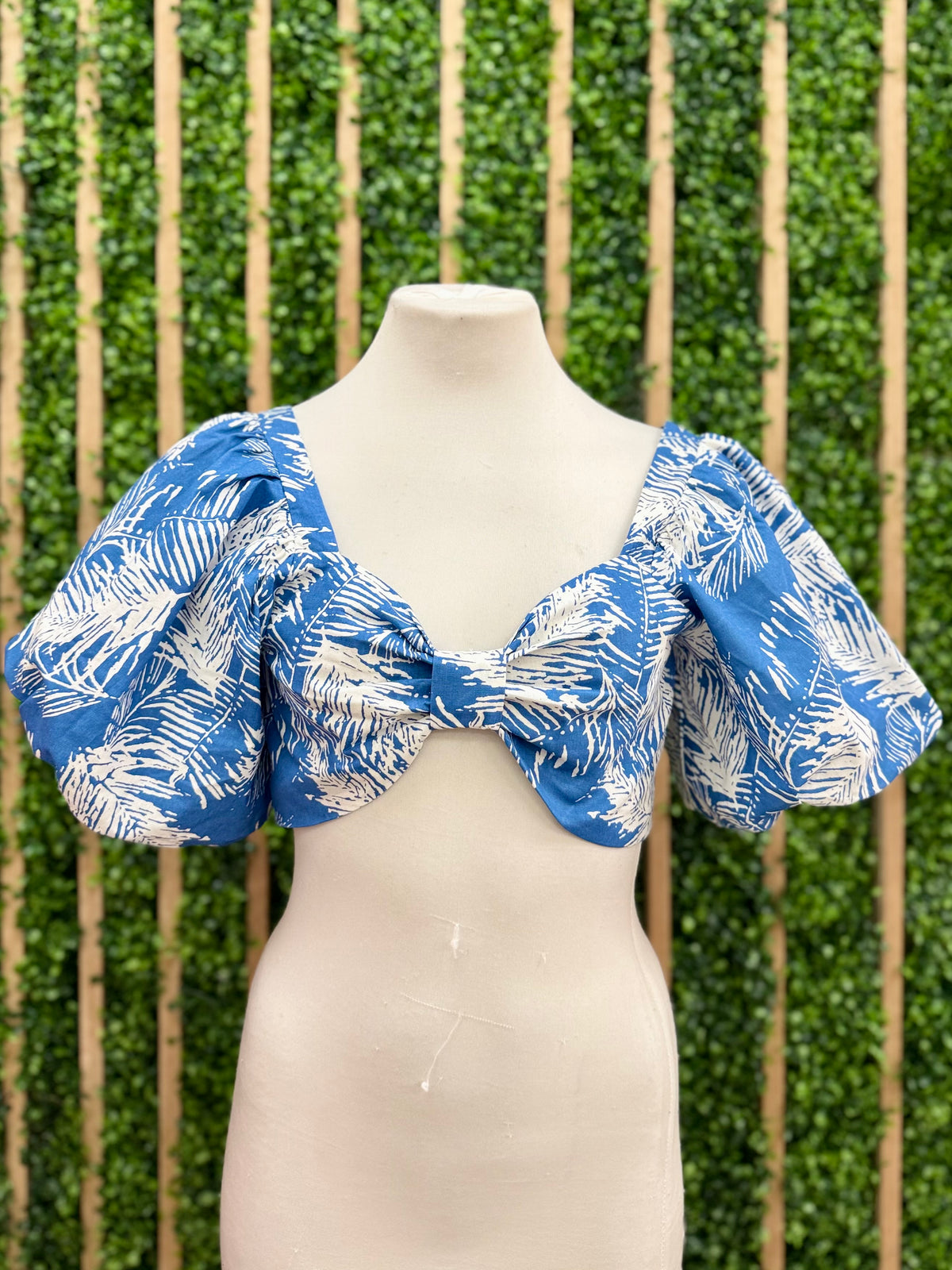 Blue Ivory Floral Crop Top