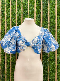 Blue Ivory Floral Crop Top