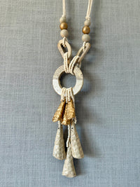 Ivory Gold Beaded Recycled Paper Necklace