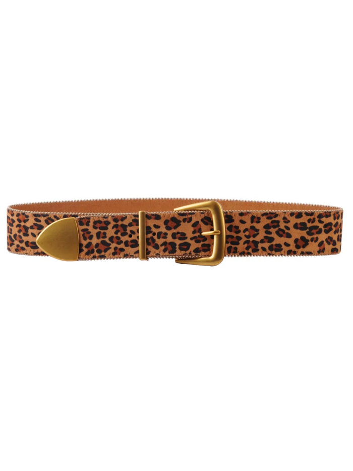 Faux Leopard Suede Belt