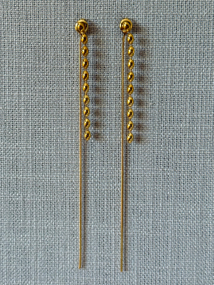 Contrast Strands Stainless Steel Long Earrings