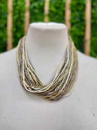 Ivory Multi Metallic Bead Boho Short Necklace