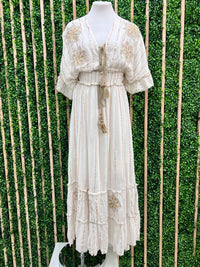 Gold Embroidered Boho Skirt Set