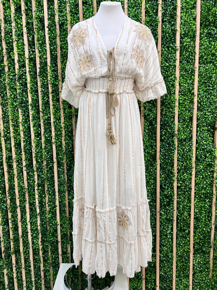 Gold Embroidered Boho Skirt Set