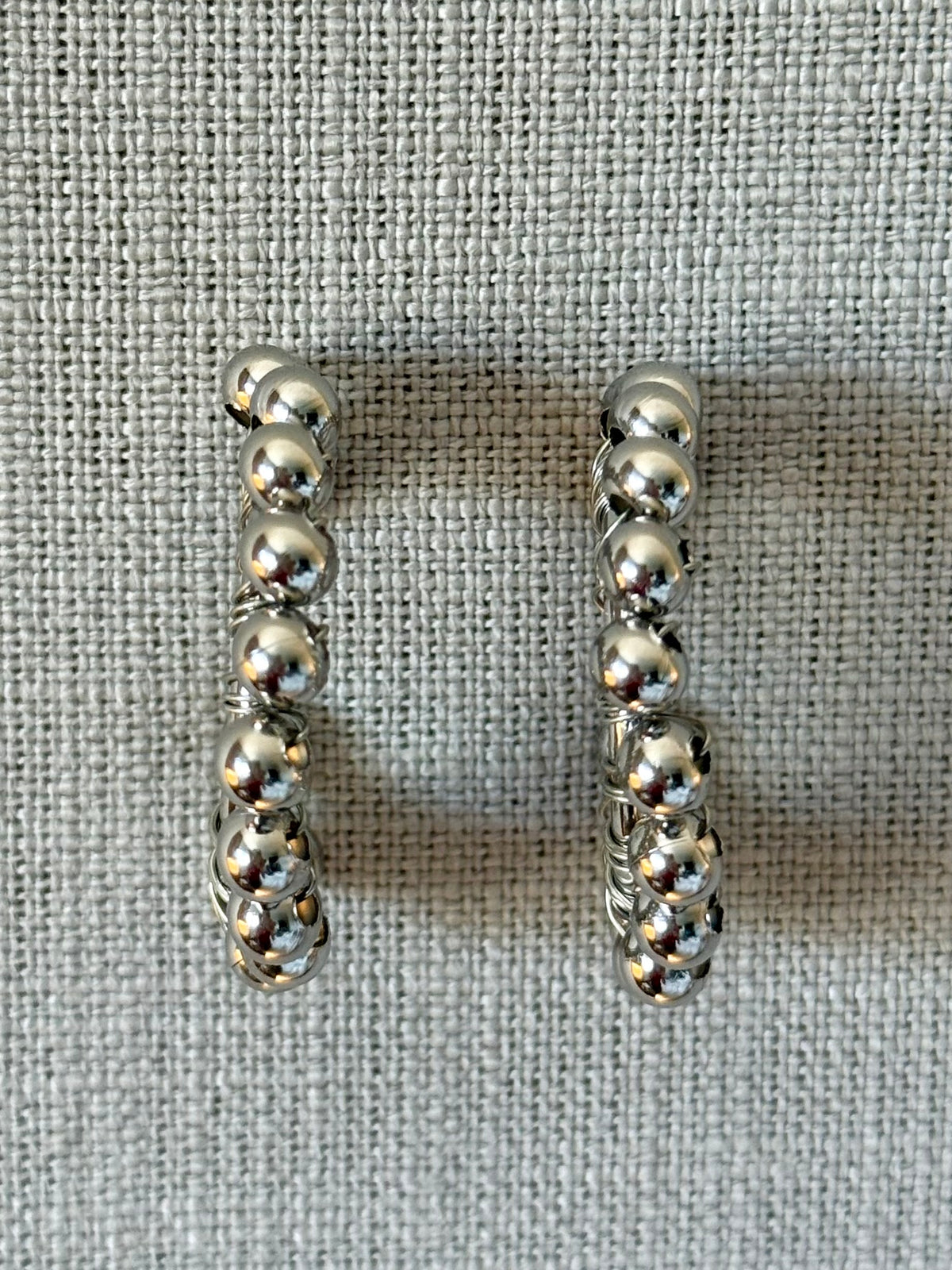 Multi Bead Stainless Steel Hoop Earrings