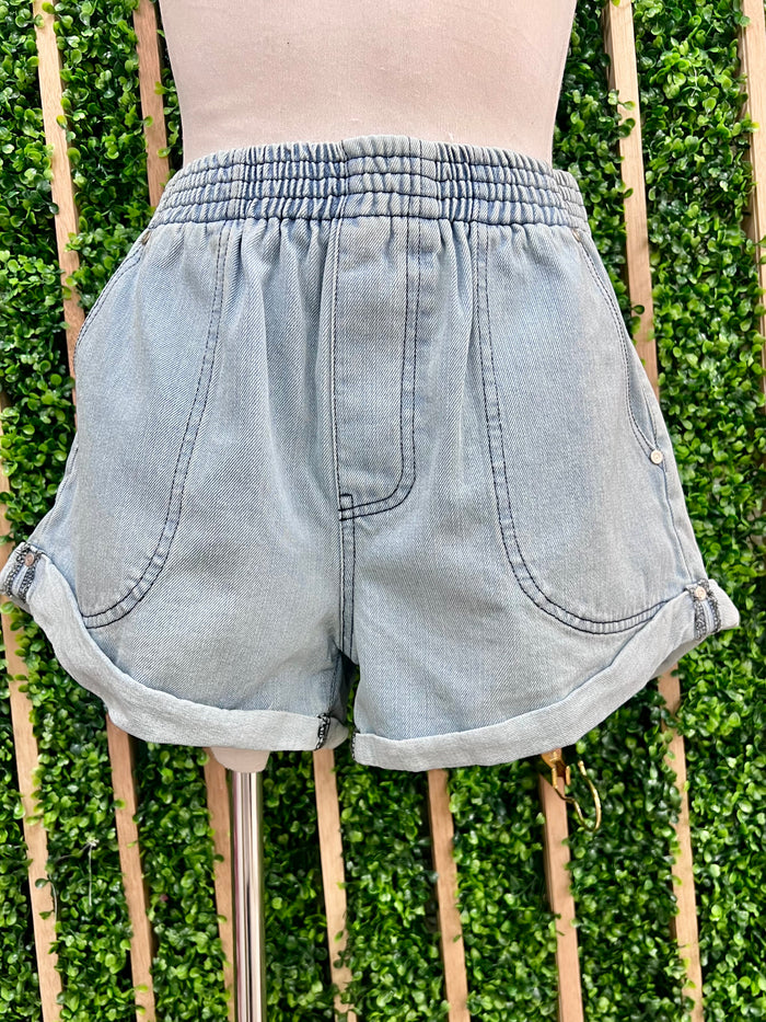 Rolled Hem Denim Shorts