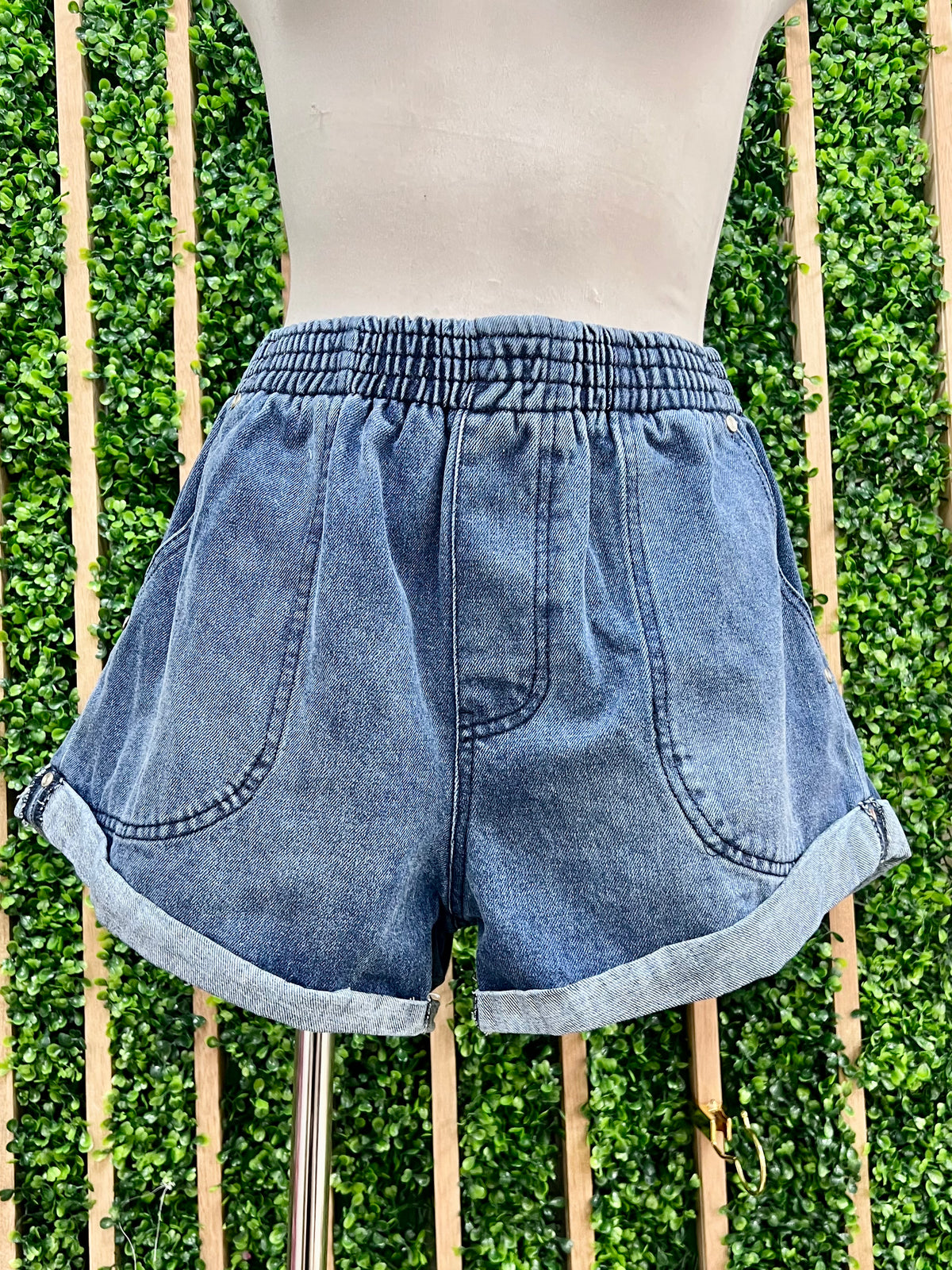Rolled Hem Denim Shorts