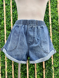 Rolled Hem Denim Shorts