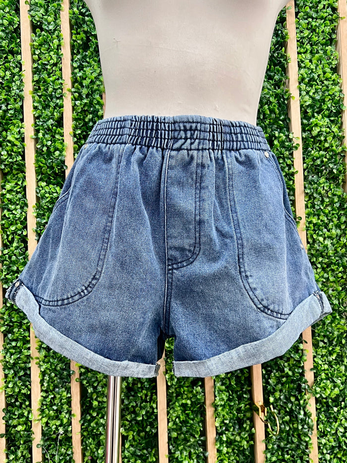 Rolled Hem Denim Shorts