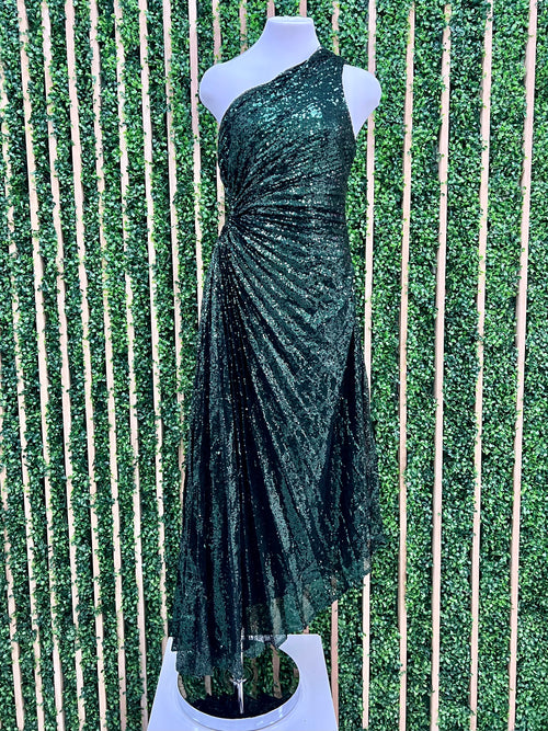 Beautiful Cutout Detail One Shoulder Sequin Dress