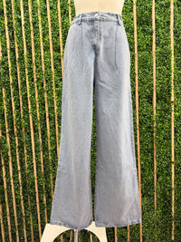 High Waist Belted Wide Leg Denim
