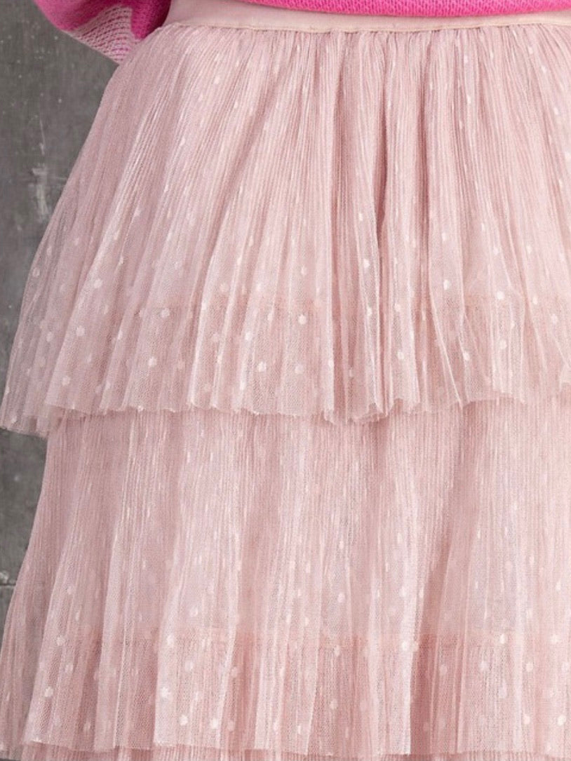 Mauve Layered Tulle Midi kirt