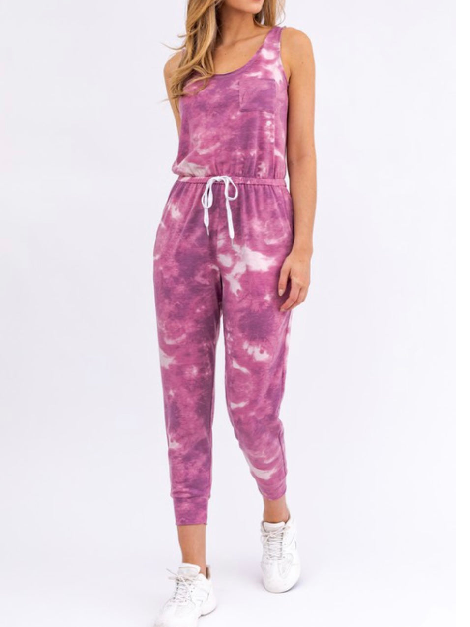 Plum Tie Dye Jogger Jumpsuit