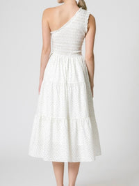 Ditsy Floral Smocked One Shoulder Dress