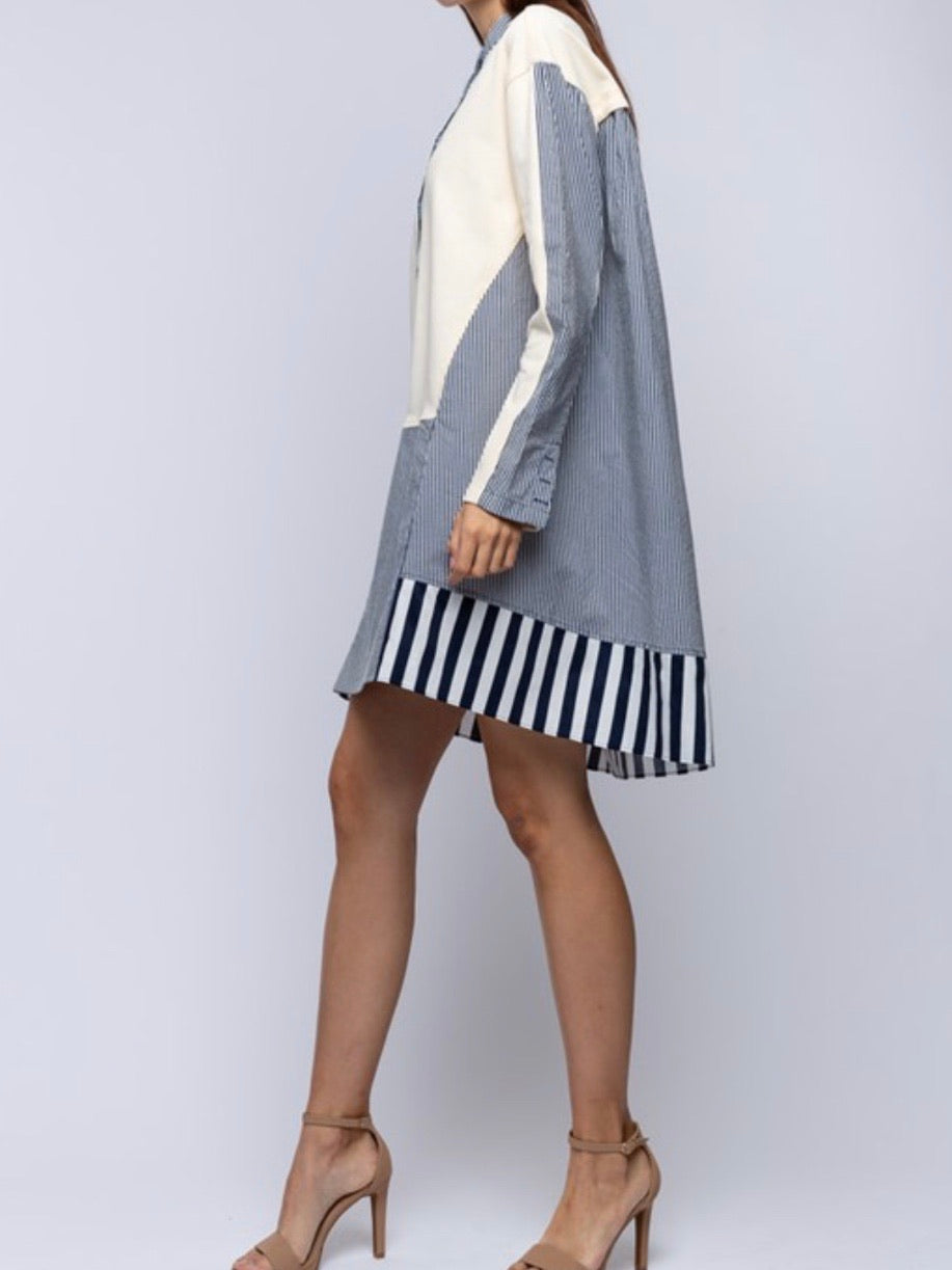 Stripe Block Shirt Dress