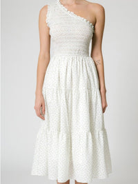 Ditsy Floral Smocked One Shoulder Dress