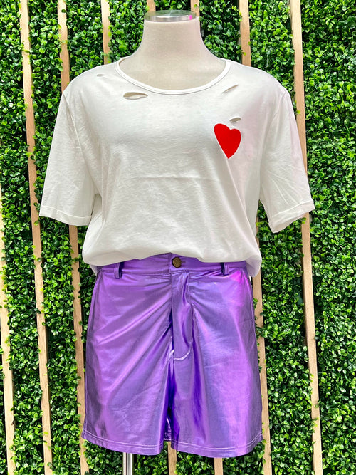 Red Heart distressed Cropped Tee