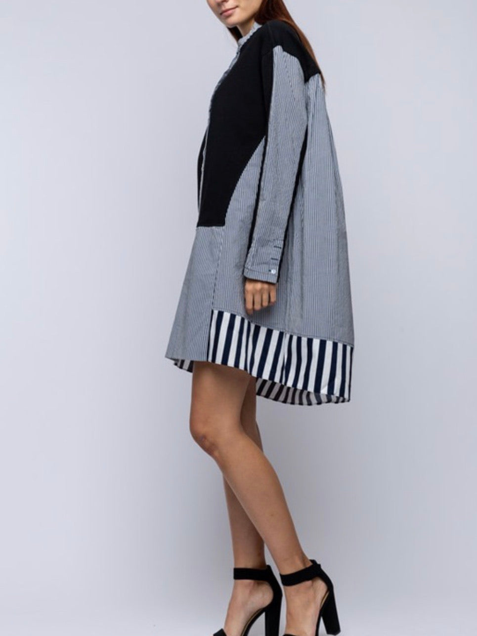 Stripe Block Shirt Dress