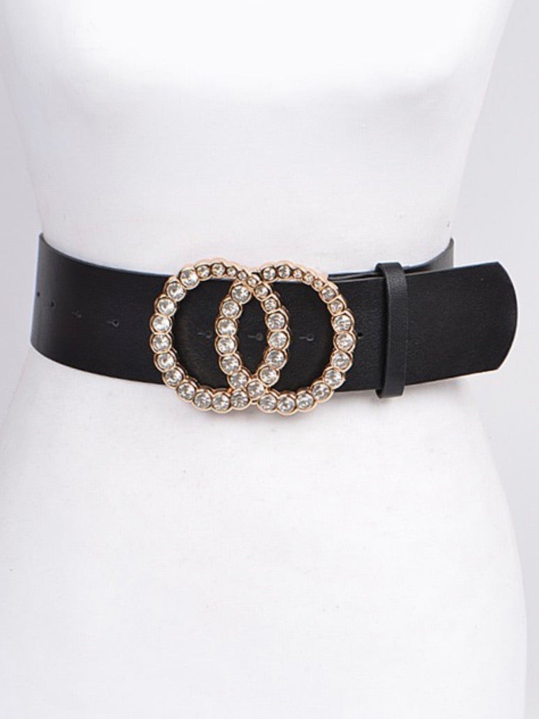 Rhinestone Double Ring Buckle Belt