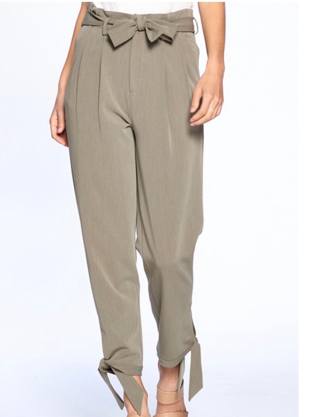 Olive Tied Hem Trouser