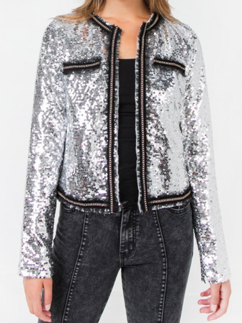 Silver Sequin Blazer – Ah Là Laà Lifestyle Boutique - Main Image