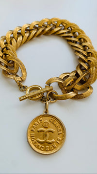 Gold Rue Cambon Paris CC Repurposed Vintage Toggle Bracelet