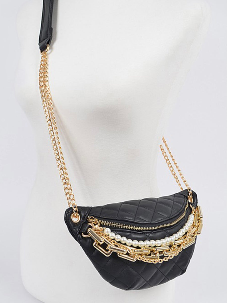 Black Multi Chain Fanny Pack