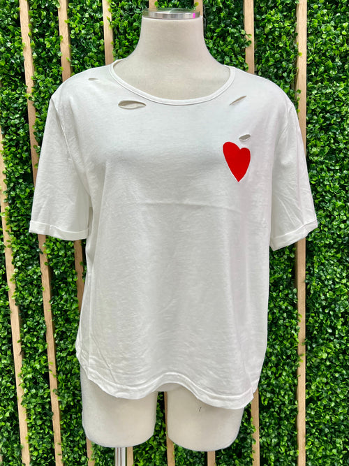 Red Heart distressed Cropped Tee