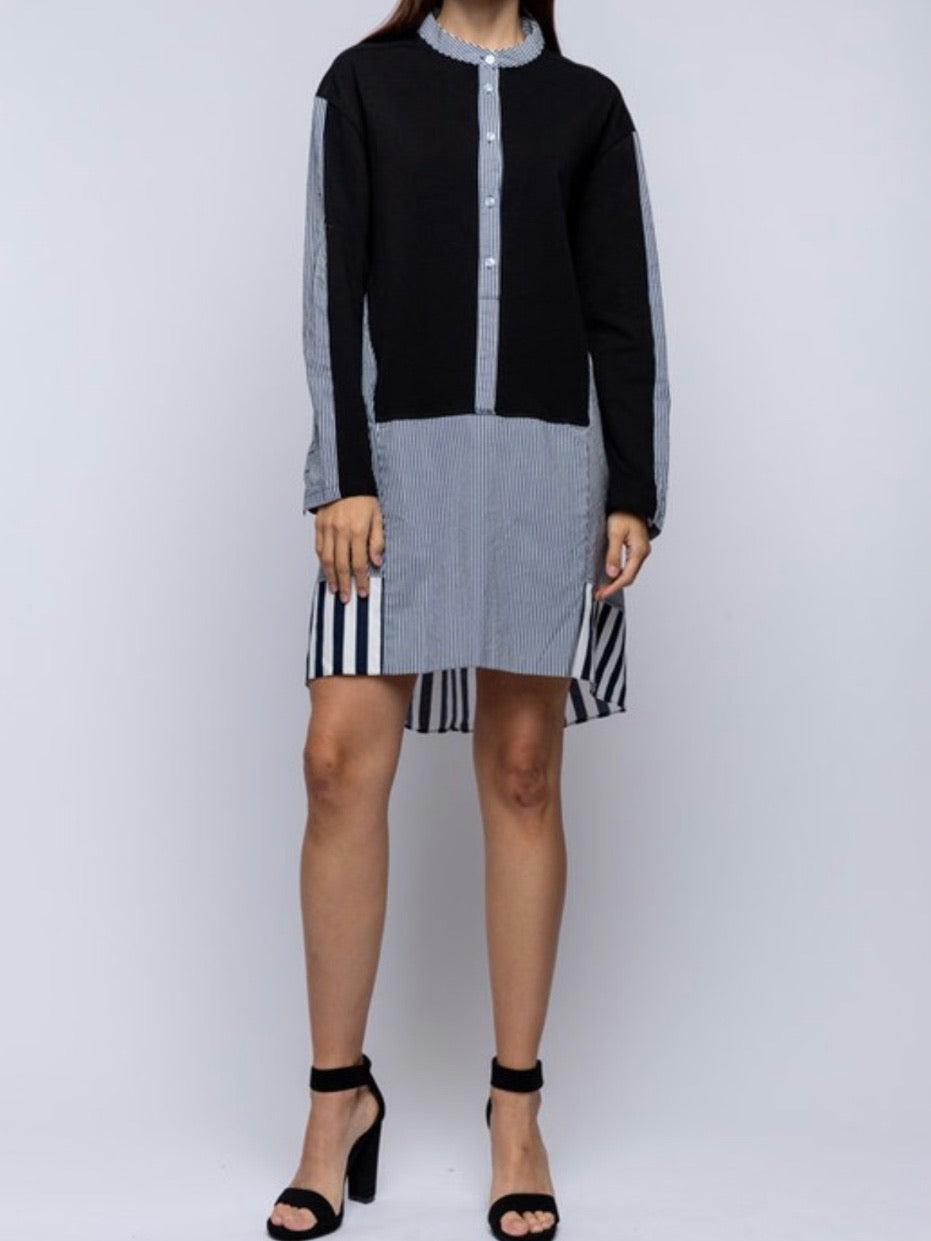 Stripe Block Shirt Dress