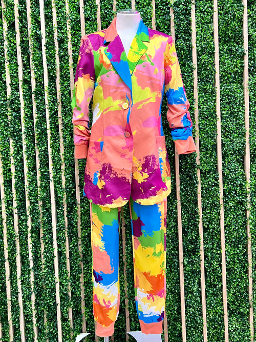 Exquisite Multi Abstract Colored Blazer